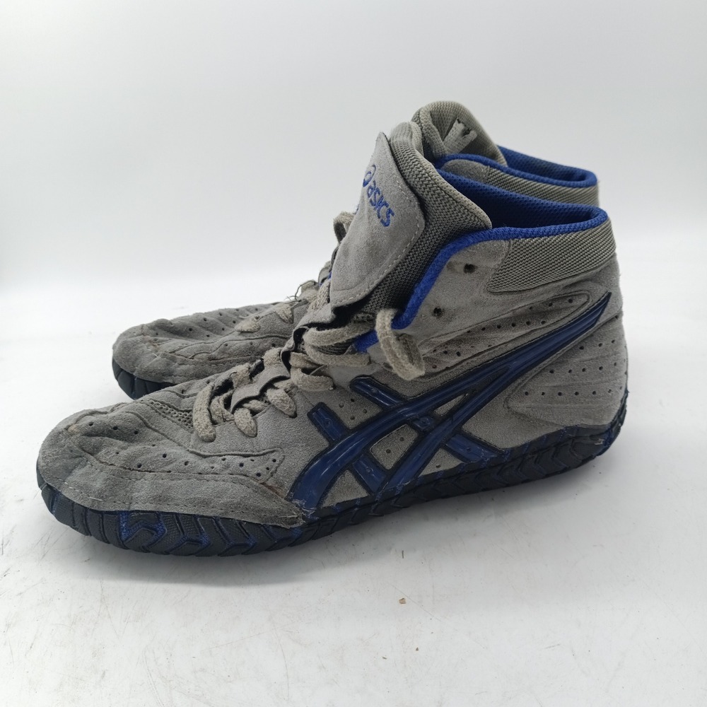 Asics Aggressor 1 Grey Blue Wrestling Shoes Mens Size 10 J001Y s2
